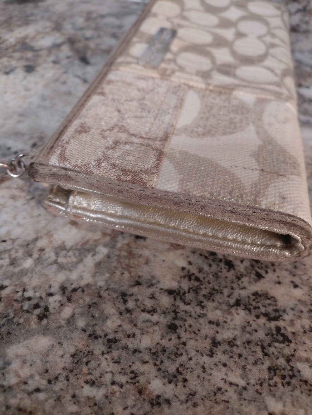Coach Poppy Beige White Signature Zip Around Canvas Wallet - Picture 5 of 11